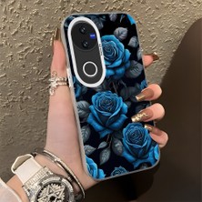 HONTINGA Vivo V50 ile Uyumlu Kılıf Silikon Kenar Sert Arka Kamera Koruyucu Basitlik Anti Düşme Kamera Korumalı Mavi Gül Desen Couple Telefon Kılıfı Kadın ve Erkek Için Uygundur K1-1379