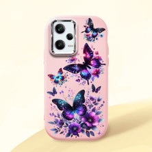 HONTINGA Poco X5 Pro 5g ile Uyumlu Kılıf Kamera Korumalı Düşüme Önleyici Kamera Koruyucu Pembe Yumuşak Silikon Couple Telefon Kılıfı Kelebek Desenli K4-0382