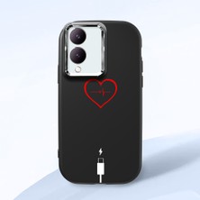 HONTINGA Vivo Y28 ile Uyumlu Kılıf Kamera Korumalı Düşüme Önleyici Kamera Koruyucu Siyah Yumuşak Silikon Couple Telefon Kılıfı Yaratıcı Desenli K4-0387