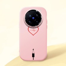 HONTINGA Vivo X200 Pro ile Uyumlu Kılıf Kamera Korumalı Düşüme Önleyici Kamera Koruyucu Pembe Yumuşak Silikon Couple Telefon Kılıfı Yaratıcı Desenli K4-0387