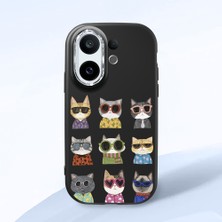 HONTINGA Vivo X200 Fe ile Uyumlu Kılıf Kamera Korumalı Düşüme Önleyici Kamera Koruyucu Siyah Yumuşak Silikon Couple Telefon Kılıfı Kedi Desenli K4-0386