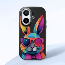 HONTINGA Vivo X200 Fe ile Uyumlu Kılıf Kamera Korumalı Düşüme Önleyici Kamera Koruyucu Siyah Yumuşak Silikon Couple Telefon Kılıfı Tavşan Desenli K4-0381
