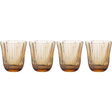 LuckyArt Paisley 4’lü  Amber Cam Su Bardağı Seti 360 ml