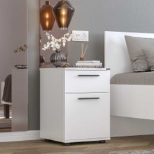Adore Mobilya White Çekmeceli Kapaklı Komodin-Mat Beyaz 40X57X41 cm (Gxyxd)