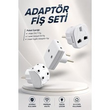 Nzb Adaptör Seti T Golyat + 5'li Fiş + Ingiliz Fişi Beyaz Seyahat Priz Çevirici Dönüştürücü