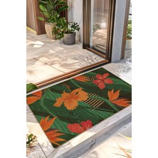 Decovetro Paspas Botanik Çiçek Desenli Kapı Önü Halı Paspası 40 x 60 cm