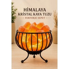 Anadolu Hasat Himalaya Kristal Kaya Tuzu Lambası Ferforje Sepet Model 2-3 kg Kablolu Ampullü