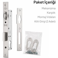 Badem10 Kale 155 U Nikel Renk Silindirli Gömme Kilit Çarpma Kapılar Için Makaralı Dar Tip Barelsiz Kilit