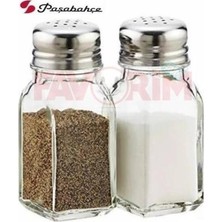 Paşabahçe Kare Tabanlı Tuzluk Biberlik 2'li Metal Kapaklı Cam Malzeme 200 ml Hacim 80221