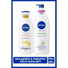 Nivea Q10 Sıkılaştırıcı Vücut Losyonu 250ml ve Aloe Vera Nemlendirici Bakım Losyonu 400ml, Yatıştırıcı