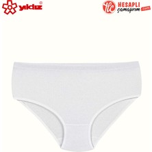 Yıldız Çamaşır 3580 Kadın Premium %100 Pamuk Ribana Esnek Rahat Kalıp Biyeli Yüksek Bel Bato Külot