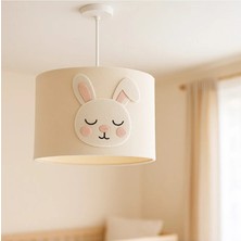 Sefden Lazer Kesim Atölyesi Kız Bebek Odası Keçe Tavşan Figürlü Silindir Avize | El Yapımı Çocuk Odası Dekor