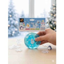 Kardan Adam Kar Taneli Oval Şeffaf Squishy Yumuşak ve Sıkılabilir Antistres Oyuncak 8 cm