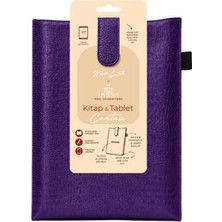 Ephesus Yayınları Yeni Nesil Kitap ve Tablet Çantası - Özel Deri Dokulu Mor