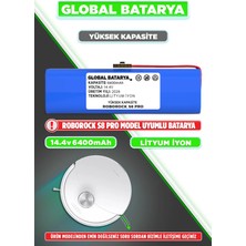 Global Batarya Roborock S8 Pro Uyumlu Robot Süpürge Bataryası 14.4V 6400MAH Pil (Yüksek Kapasite)