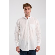 Aclub AC10092 Poplin Pamuklu Regular Fit Beyaz Düğmeli Yaka Erkek Kareli Gömlek