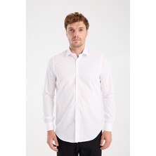 Aclub AC10109 Poplin Pamuklu Slim Fit Beyaz Klasik Yaka Erkek Düz Gömlek