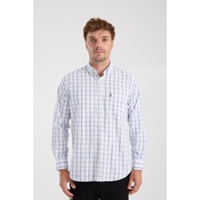Aclub AC10113 Poplin Pamuk Karışımlı Regular Fit Lacivert Düğmeli Yaka Erkek Düz Gömlek