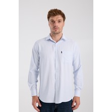 Aclub AC10095 Oxford Pamuk Karışımlı Regular Fit Açık Mavi Klasik Yaka Erkek Desenli Gömlek