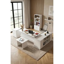 Yurudesign Vario ABCDF Ofis Masa Takımı 3 Renk Beyaz Ahşap Malzeme 140 cm Genişlik VO15-W