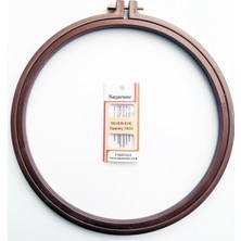 Nazarone Plastik Vidalı Kasnak Büyük Boy 25 cm 2no ve 6'lı Etamin Iğnesi ile Nakış için Kullanım
