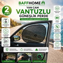 Baffhome Araç Yan Cam Güneşlik Perdesi 2'li Set Vantuzlu Katlanabilir Araba Güneşliği  Pratik Katlanır Yan Cam Perdesi