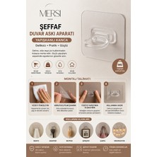 Mersi Shop Şeffaf Duvar Askı Aparatı – Yapışkanlı Kanca | Deliksiz Pratik Montaj Askı