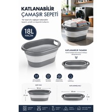 Genchome Homeware Genchome Akordiyon Katlanabilir Çamaşır Sepeti 18 lt Plastik Malzeme ile Ergonomik Taşıma Kolplu