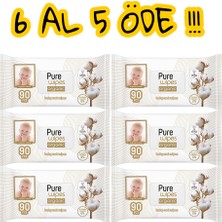 Pure Baby Pure Wipes Organic Pamuklu Islak Havlu 6 Al 5 Öde Avantajlı Paket | 6X90 Yaprak (540 Yaprak) | Alkol ve Paraben Içermez | Vegan Bebek Islak Mendil