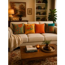Pikko Home Amber Bloom 4 Lü Dijital Baskı Polyester Kırlent Kılıfı Seti(Kr)
