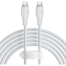 Baseus Pudding Serisi Hızlı Şarj Kablosu, Yüksek Hızlı Veri Iletimi Özelliğiyle, Type-C - Type-C, 100W 5A, 1.2m - Beyaz