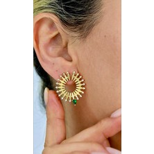 Rachel Silver Gold Renk Zirkon Taşlı Güneş Küpe