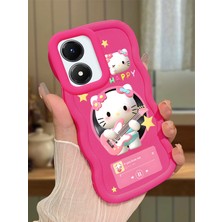 HONTINGA Vivo Y02S Uyumlu Kılıf Düşüme Önleyici Basitlik Anti Düşme Kamera Koruyucu Basit Kırmızı Yumuşak Silikon Couple Telefon Kılıfı Kitty Desen K9-0101