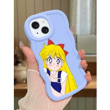 HONTINGA iPhone 15 Plus Uyumlu Kılıf Düşüme Önleyici Basitlik Anti Düşme Kamera Koruyucu Basit Mavi Yumuşak Silikon Couple Telefon Kılıfı Kız Desen K9-0103