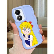 HONTINGA Vivo Y02S Uyumlu Kılıf Düşüme Önleyici Basitlik Anti Düşme Kamera Koruyucu Basit Mavi Yumuşak Silikon Couple Telefon Kılıfı Kız Desen K9-0103