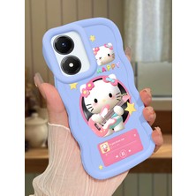 HONTINGA Vivo Y02S Uyumlu Kılıf Düşüme Önleyici Basitlik Anti Düşme Kamera Koruyucu Basit Mavi Yumuşak Silikon Couple Telefon Kılıfı Kitty Desen K9-0101
