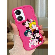 HONTINGA Vivo Y02S Uyumlu Kılıf Düşüme Önleyici Basitlik Anti Düşme Kamera Koruyucu Basit Kırmızı Yumuşak Silikon Couple Telefon Kılıfı Karikatür Desen K9-0102
