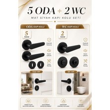 Nzb Mat Siyah Rozetli Kapı Kolu Seti (7 Takım)  5 Oda + 2 Wc) Modern Şık Kapı Kolu Takımı Kolları