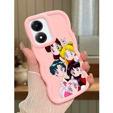HONTINGA Vivo Y02S Uyumlu Kılıf Düşüme Önleyici Basitlik Anti Düşme Kamera Koruyucu Basit Pembe Yumuşak Silikon Couple Telefon Kılıfı Karikatür Desen K9-0102