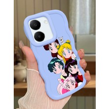 HONTINGA Vivo Y27S Uyumlu Kılıf Düşüme Önleyici Basitlik Anti Düşme Kamera Koruyucu Basit Mavi Yumuşak Silikon Couple Telefon Kılıfı Karikatür Desen K9-0102