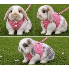 El Emeği Sevimli Tavşan Gezdirme Yeleği Seti - Canlı Renkler(Bel Çevresi 18CM-UZUNLUK 14CM)