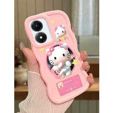 HONTINGA Vivo Y02S Uyumlu Kılıf Düşüme Önleyici Basitlik Anti Düşme Kamera Koruyucu Basit Pembe Yumuşak Silikon Couple Telefon Kılıfı Kitty Desen K9-0101