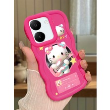 HONTINGA Vivo Y27S Uyumlu Kılıf Düşüme Önleyici Basitlik Anti Düşme Kamera Koruyucu Basit Kırmızı Yumuşak Silikon Couple Telefon Kılıfı Kitty Desen K9-0101
