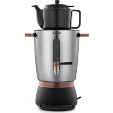 Arçelik Se 9035 I Inox - Gri Porselen Demlik Semaver 1,2 L Kapasite Çelik Gövde ile Şık Tasarım
