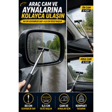 Open City Araç Cam ve Ayna Temizleme Aparatı 80 cm Teleskopik Uzayabilir Saplı Oto Cam Sileceği Seti