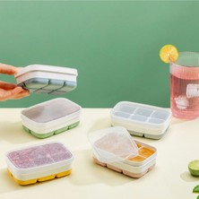 Empressco Mini 3'lü Yapışmaz Kapaklı Buzluk, Renkli, 6 Bölmeli, 11,3x7,5x3,7cm
