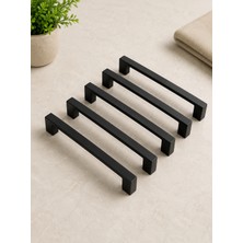 Mas Kulp Modern Mat Siyah Köprü Mobilya Kulp 5'li Set - Mutfak Dolap ve Çekmece Kulpu (160MM - 192MM Uyumlu) + Montaj Vidası Dahil