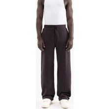 Machinist Erkek Dikiş Detaylı Double Face Baggy Pantolon Koyu Kahverengi