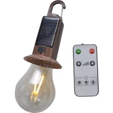 Als Güneş Enerjili Kamp Lambası Kumandalı Şarjlı Retro LED Ampul 3 Kademe Dimmerli Asılabilir Solar Kamp Feneri