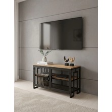 Uyan Ev Ürünleri Uyan Evürünleri Modern Tv Sehpası Metal Gövdeli ,ahşap Tablalı,kapaklı 90 cm Tv Ünitesi